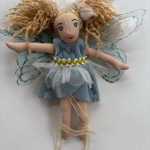 Handmade Fairy Doll with Blue Dress and Wings